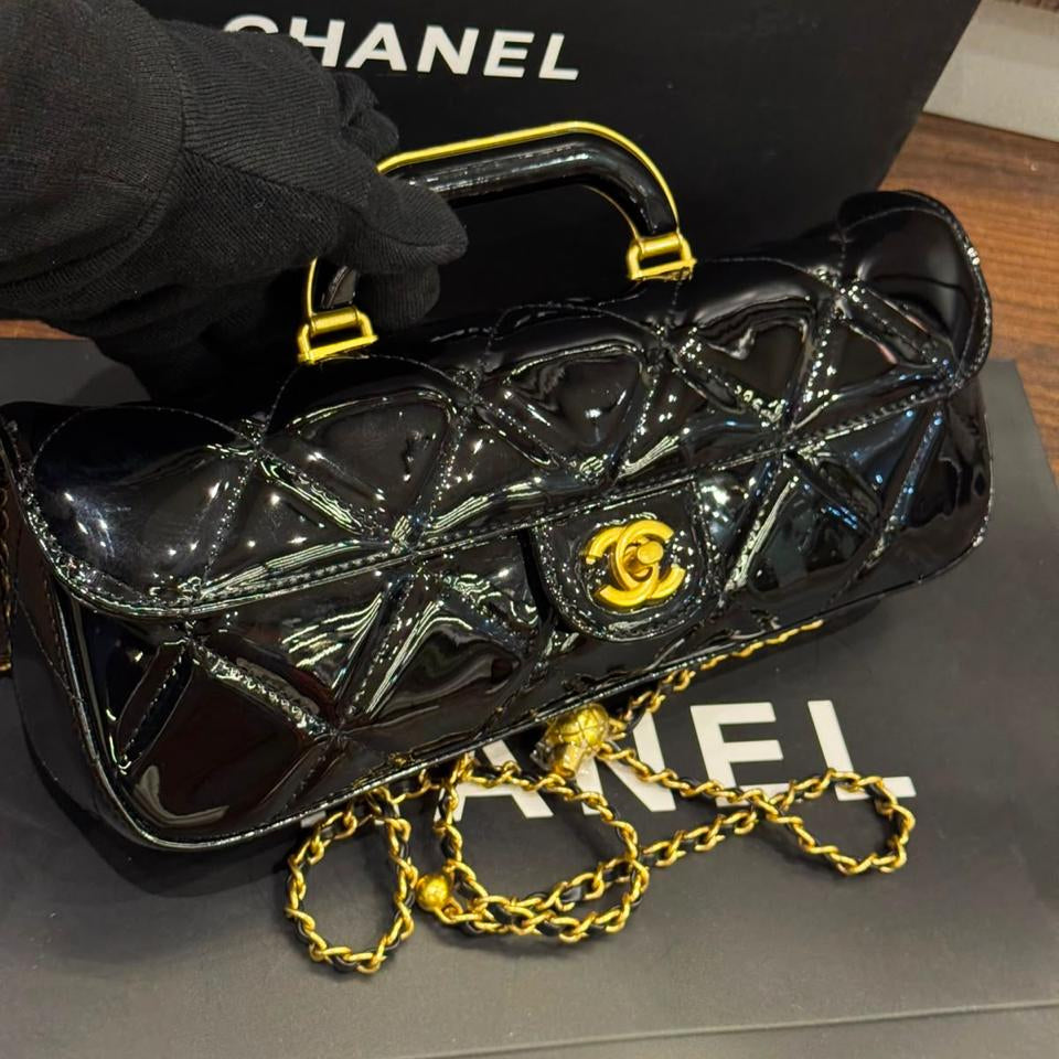 Chanel 2025 Large Patent Top Handle Bag- Box Packing