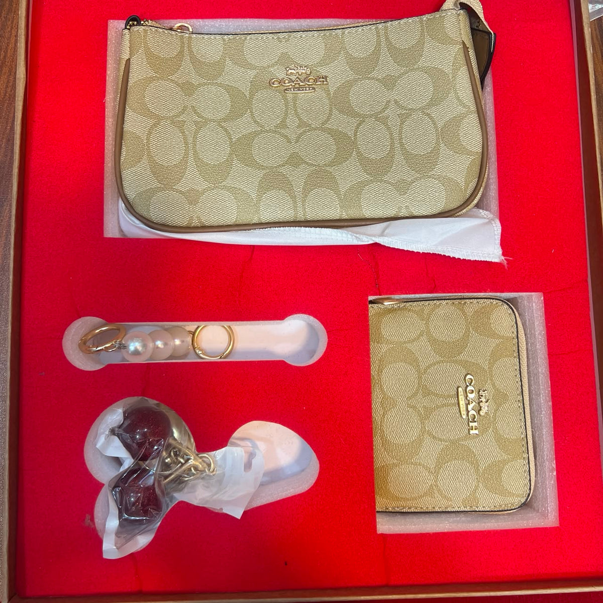COACH Teri Bag with Coach Cherry Charm & Mini Bag Charm-Box Packing