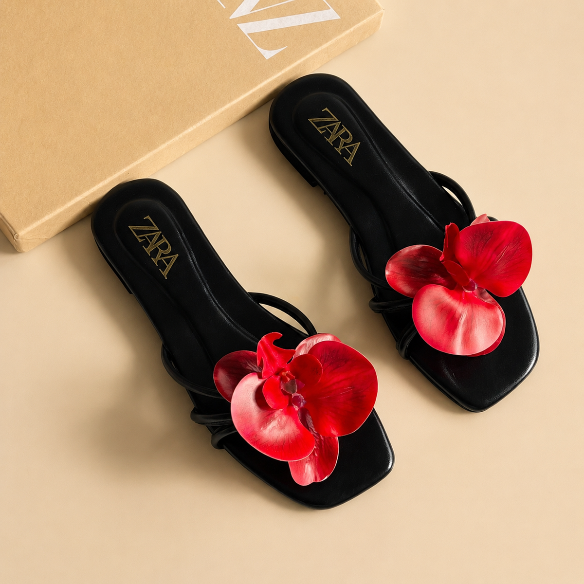 Zara Floral Flats- Box Packing