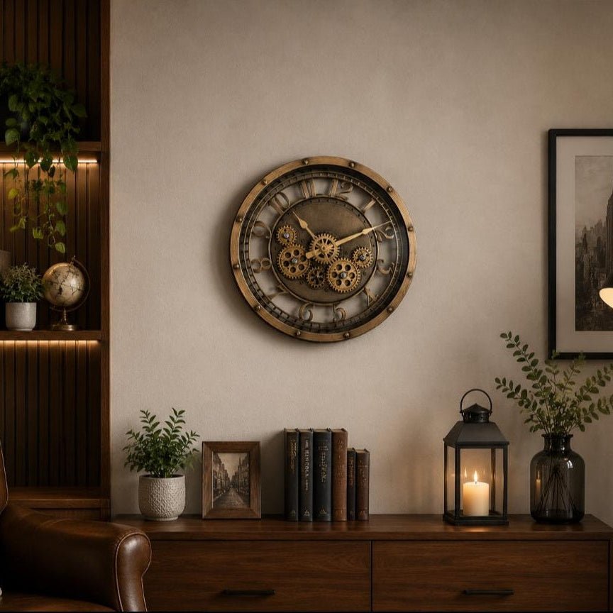 Vintage Mechanical Gear Wall Clock