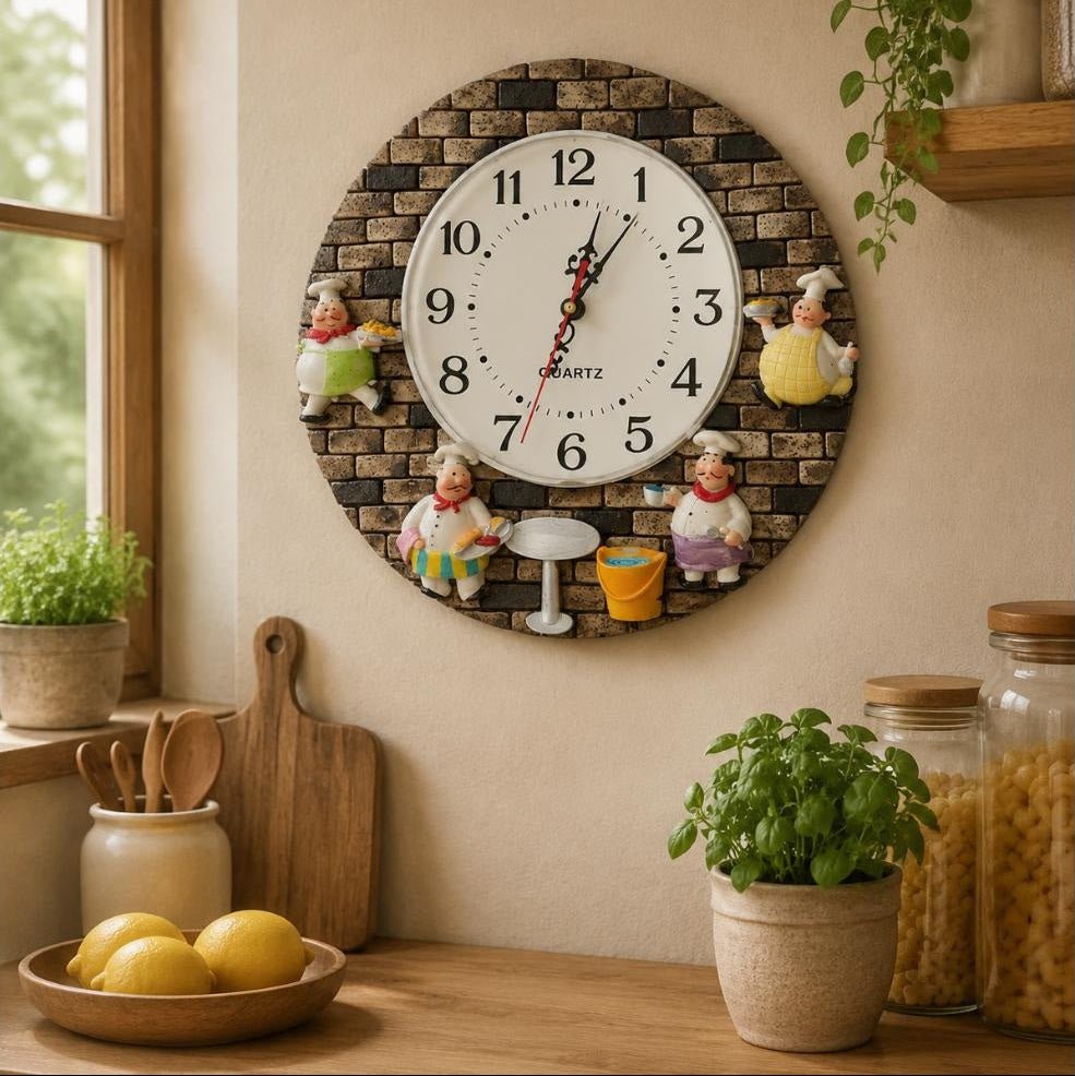 Whimsical Chef Kitchen Wall Clock