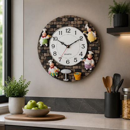 Whimsical Chef Kitchen Wall Clock