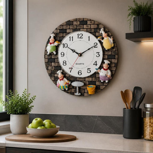 Whimsical Chef Kitchen Wall Clock