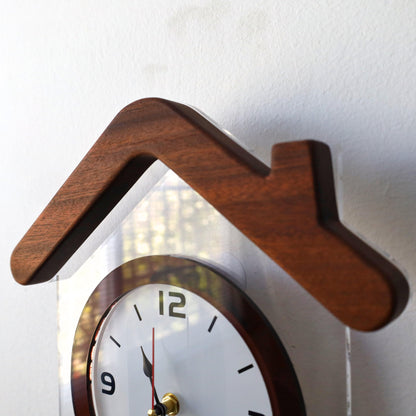 Wooden House Pendulum Wall Clock
