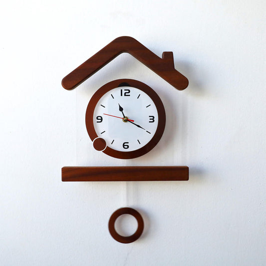Wooden House Pendulum Wall Clock