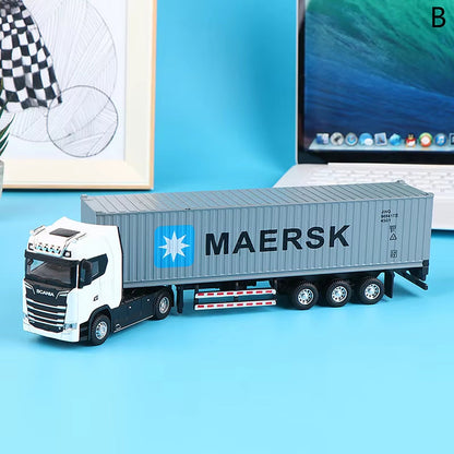 1:36 Pull Back Scale Diecast Container Truck With Light And Sound